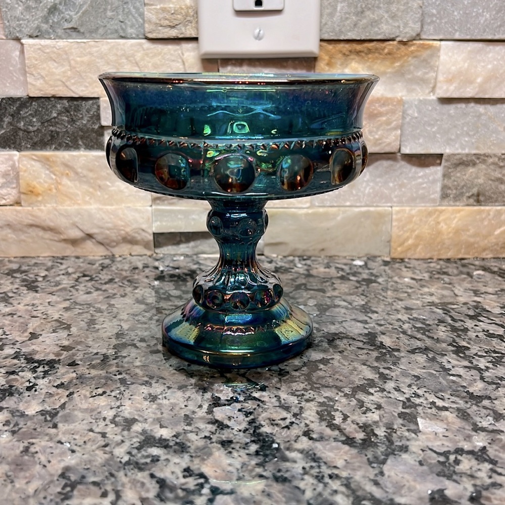 Carnival glass with irradessance of gold candy dish EUC